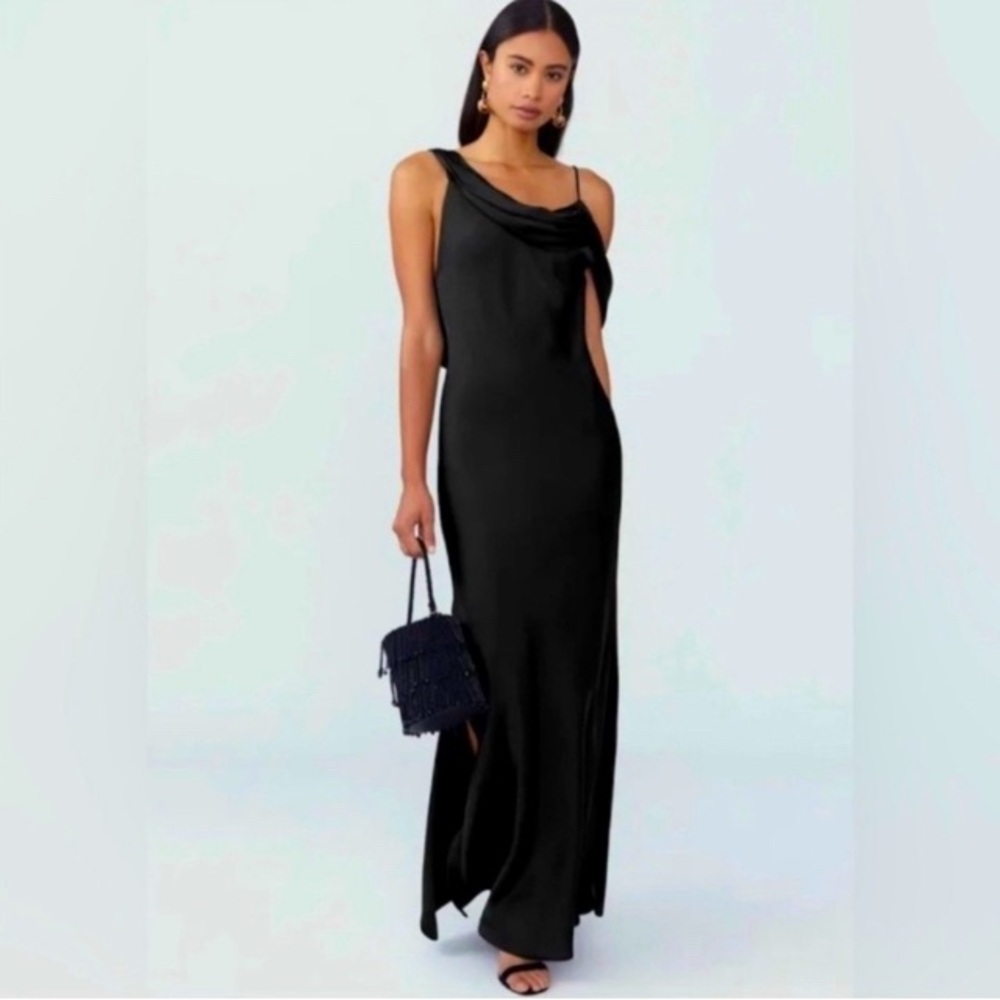 FAME and PARTNERS Women’s Francois Drape Gown size 0 black NEW